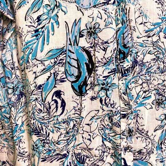 Tahari Linen Blouse Button Front L/S. Medium - Picture 5 of 8